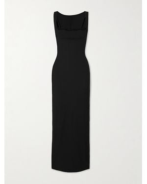 Skims Soft Lounge Lace Scoop Neck Long Dress – Onyx – Maxikleid - Schwarz
