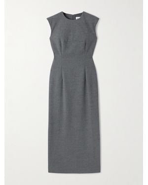 TOVE Estelle Pinstriped Woven Midi Dress - Gray
