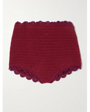 Magda Butrym Scalloped Crocheted Cotton Shorts - Red