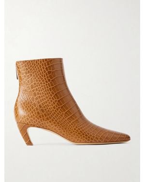 Gabriela Hearst Clayton 50 Croc-Effect Leather Ankle Boots - Brown