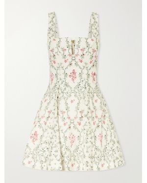 Agua Bendita Cauca Tiered Floral-Print Cotton Mini Dress - Natural