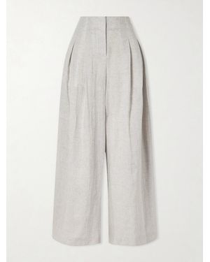 Twp Drew Pleated Wide-Leg Hemp Trousers - White