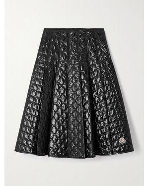 Moncler Appliquéd Pleated Quilted Padded Shell Skirt - Black