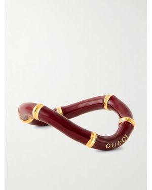 Gucci Bamboo Armreif Mit Emaille Und Goldfarbenen Details - Rot