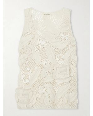 Heirlome Embroidered Cashmere And Silk-Blend Tank Top - Natural