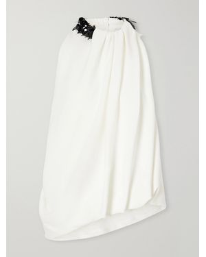 Brandon Maxwell The Haze Sequin-Embellished Asymmetric Gathered Crepe Top - White