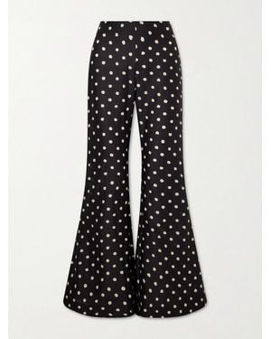 Alix Of Bohemia Farah Polka-Dot Cotton And Silk-Blend Flared Trousers - Black