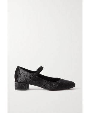 BY FAR Ginny Velvet Mary Jane Court Shoes - Black