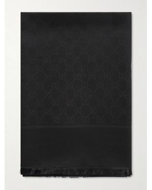 Gucci Silk-Blend Jacquard Scarf - Black