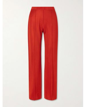 High Sport Evie Pleated Knitted Wide-Leg Pants - Red