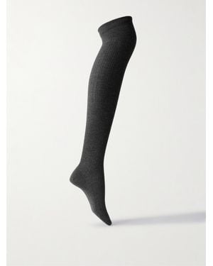 Brunello Cucinelli Ribbed Cashmere-Blend Socks - Grey