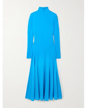 Alaïa Open-Back Jersey Turtleneck Midi Dress - Blue