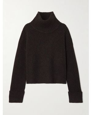 LeKasha Galway Ribbed Cashmere Turtleneck Jumper - Black