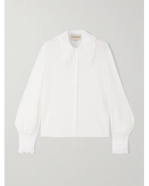 Valentino Garavani Ruffled Silk-Crepe Shirt - White