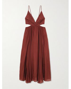 Zimmermann Wanderlust Cutout Silk-Poplin Maxi Dress - Red