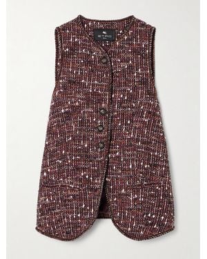 Etro Piped Cotton-Blend Tweed Vest - Purple