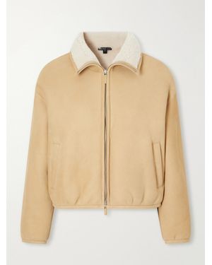 James Perse Cropped Shearling-Trimmed Suede Jacket - Natural