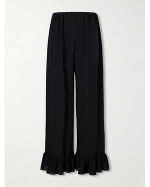 Chloé Ruffled Silk Crepe De Chine Wide-Leg Trousers - Black