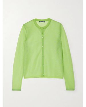 ALEXACHUNG Metallic Floral Jacquard-Knit Cardigan - Green