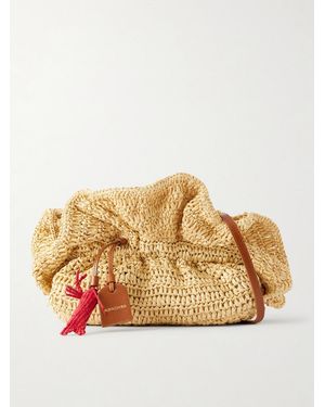 Aquazzura Paradise Mini Leather-Trimmed Raffia Bag - Natural