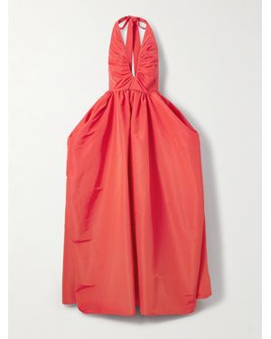 Christopher John Rogers Neckholder-Robe Aus Seiden-Faille Mit Raffungen - Rot