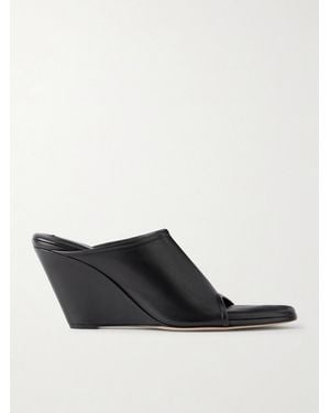 Christen 75 Stretch Leather Wedge Mules - Black