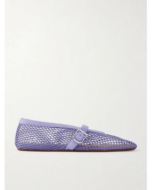 Alaïa Suede-Trimmed Mesh Ballet Flats - Purple