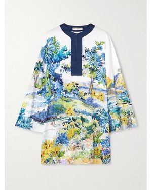 Mary Katrantzou Elsa Embroidered Floral-Print Twill Mini Dress - Blue