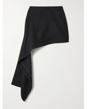Loewe Asymmetric Wool-Twill Mini Skirt - Black