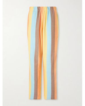 Marrakshi Life The Palazzo Striped Cotton-Blend Straight-Leg Trousers - White