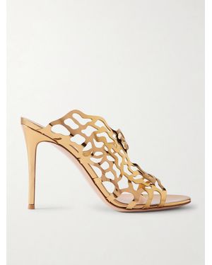 Gianvito Rossi 95 Laser-Cut Metallic Leather Mules