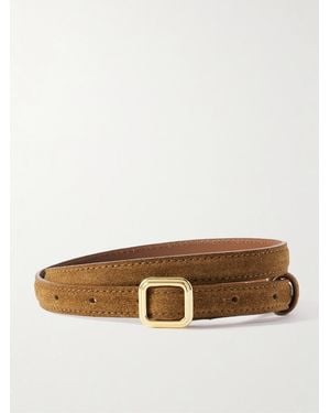 LIE STUDIO The Georgia Slim Suede Belt - Braun
