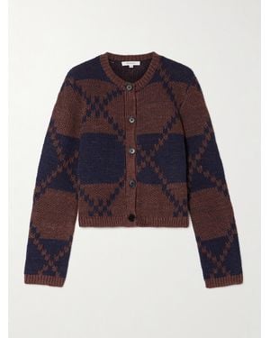 JW Anderson Cardigan Aus Jacquard-Strick Aus Einer Leinenmischung - Blau