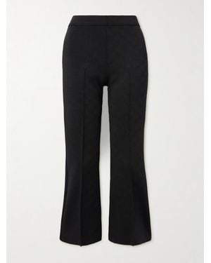 High Sport Nsfw Crop Kick Checked Stretch-Knit Flared Trousers - Black