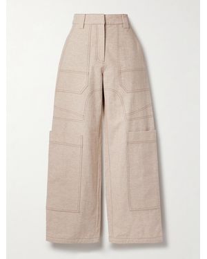 Cult Gaia Wynn Cotton And Linen-Blend Wide-Leg Cargo Pants - Natural
