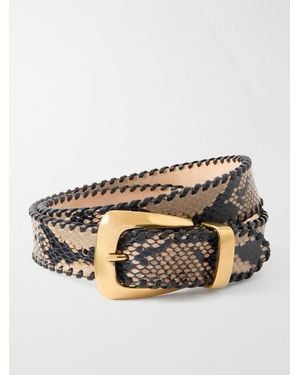 KHAITE Benny Snake-Effect Leather Belt - Metallic
