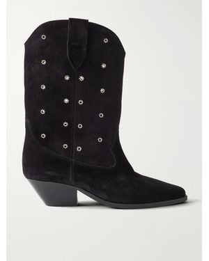 Isabel Marant Duerto Embellished Suede Ankle Boots - Black