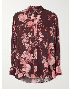 Borgo De Nor Nova Floral-Print Satin-Jacquard Shirt - Red