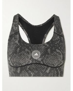 adidas By Stella McCartney Power Impact Sport-Bh Aus Recyceltem Stretch-Material Mit Schlangenprint - Grau
