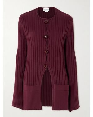 Stella McCartney Ribbed Organic Cotton Cardigan - Purple