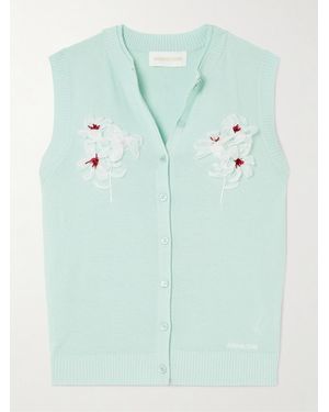 ShuShu/Tong Embellished Silk And Cashmere-Blend Vest - Green
