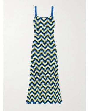 Escvdo Marea Crocheted Cotton Maxi Dress - Blue
