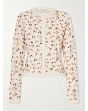 Magda Butrym Floral-Print Wool, Silk And Cashmere-Blend Cardigan - Natural