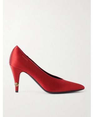 Versace Gianni 90 Logo-Detailed Satin Pumps - Red