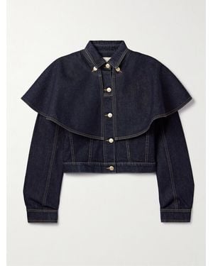 Ulla Johnson The Anais Convertible Cape-Effect Denim Jacket - Blue