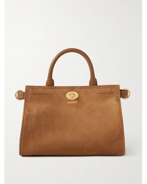 Burberry Leather-Trimmed Suede Tote - Brown