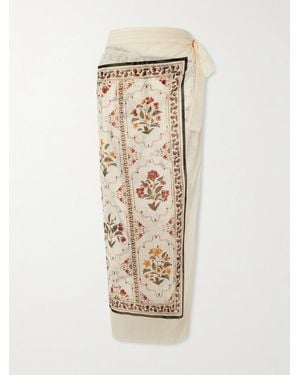 Agua Bendita Lavanda Andes Printed Cotton And Silk-Blend Voile Pareo - Natural