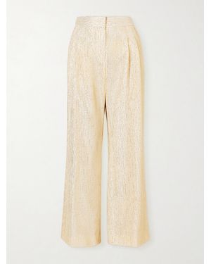 Twp Sequined Fishnet Wide-Leg Pants - Natural
