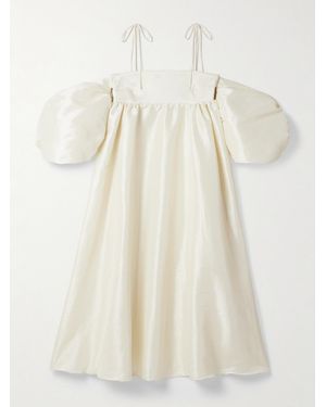 Kika Vargas Net Sustain Roberta Cold-Shoulder Taffeta Midi Dress - Natural