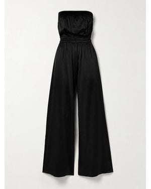 Rivet Utility Queen Strapless Silk-Blend Satin Jumpsuit - Black